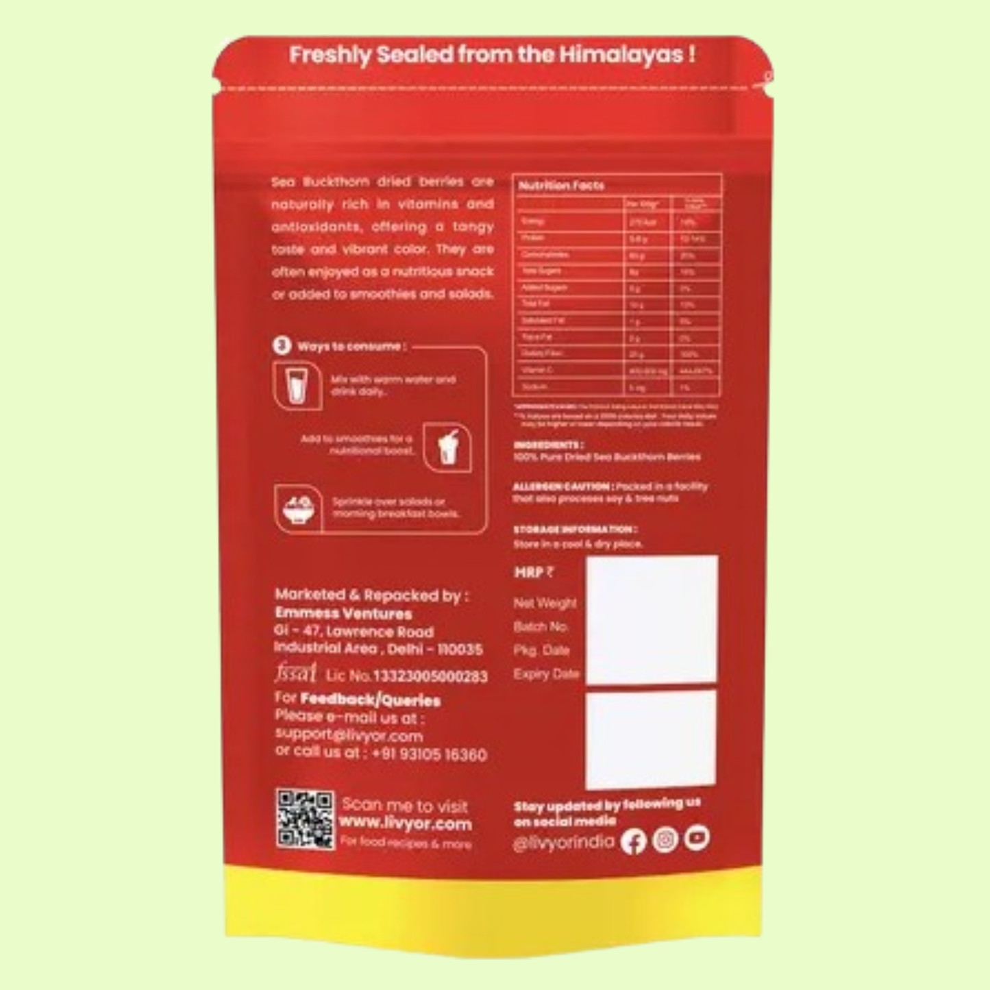 LIVYOR Dried Sea Buckthorn Berries LIVYOR