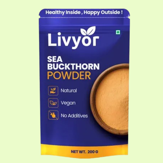 LIVYOR Sea Buckthorn Powder | 100% Pure | Rich in Antioxidants & Vitamin C | Vegan  (200 g)