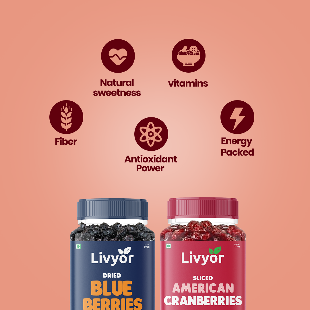 Dried Blueberries & Sliced Cranberries Combo - 200g Each