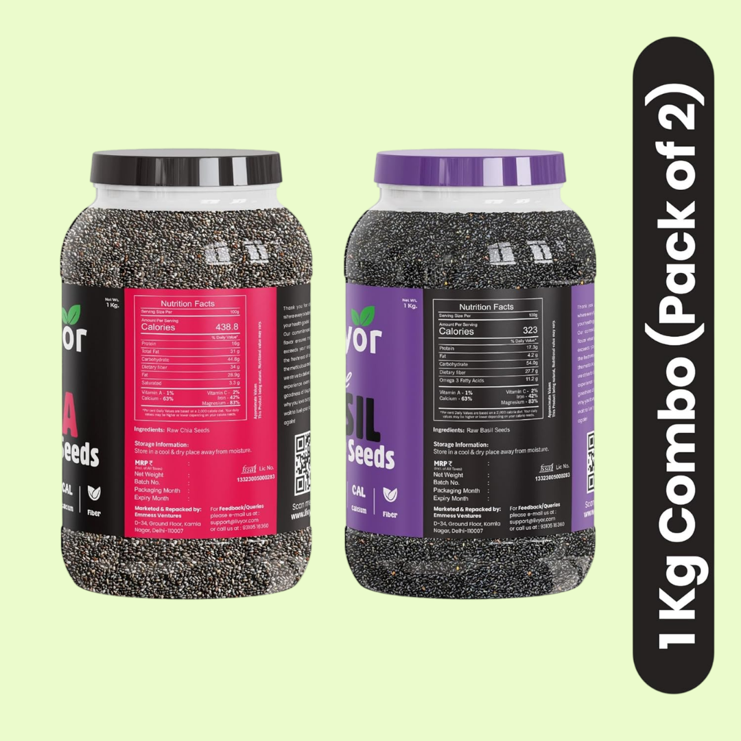 Chia Seeds & Basil Seeds Combo - 1 Kg Each