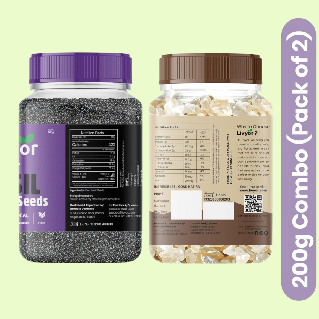 Basil Seeds & Gond Katira Combo - 200g Each