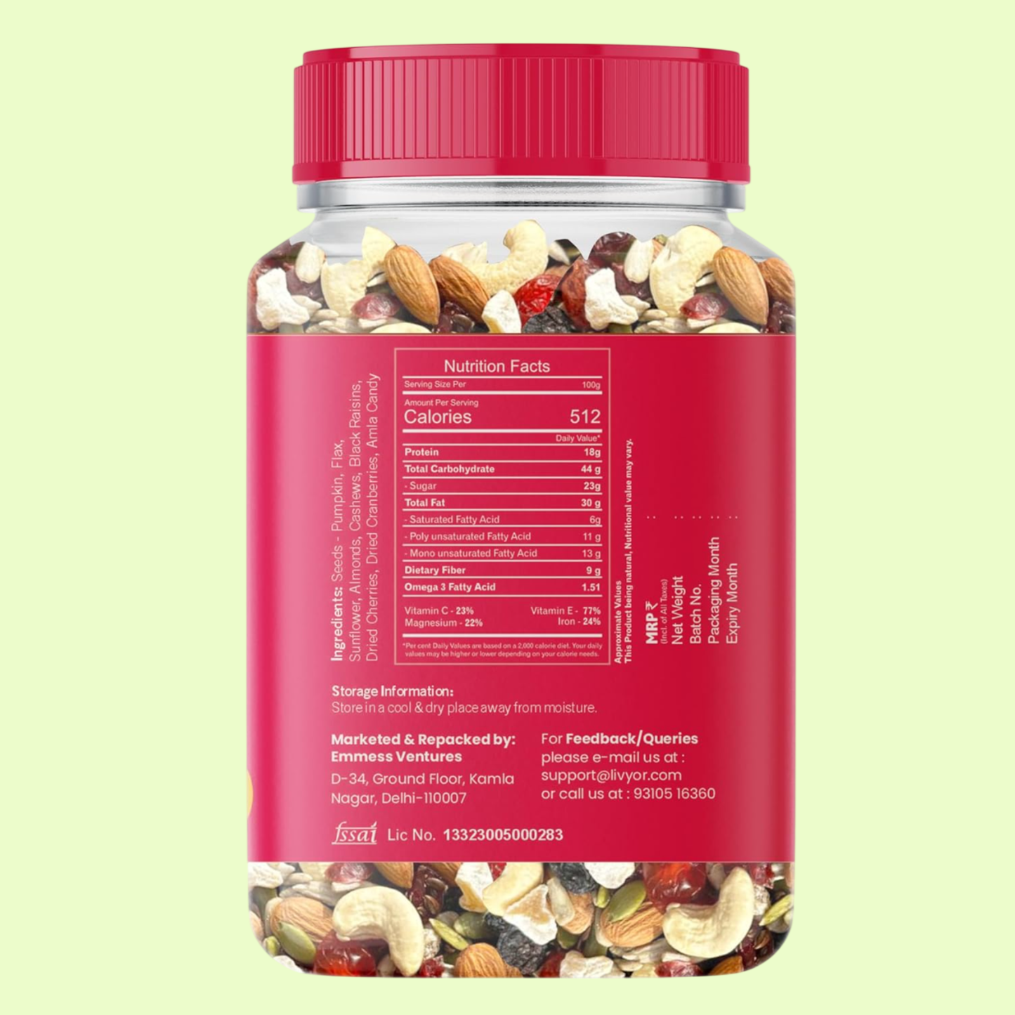 Livyor Healthy Mix Nuts, Seeds And Berries