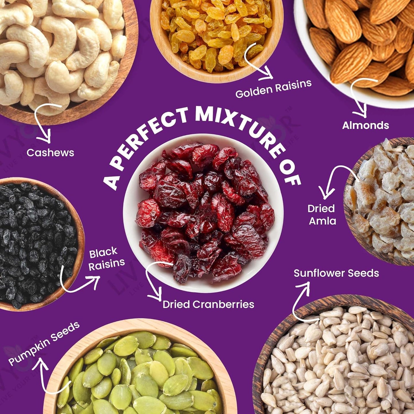 Livyor Premium Nutmix Combo - 1 Kg Each