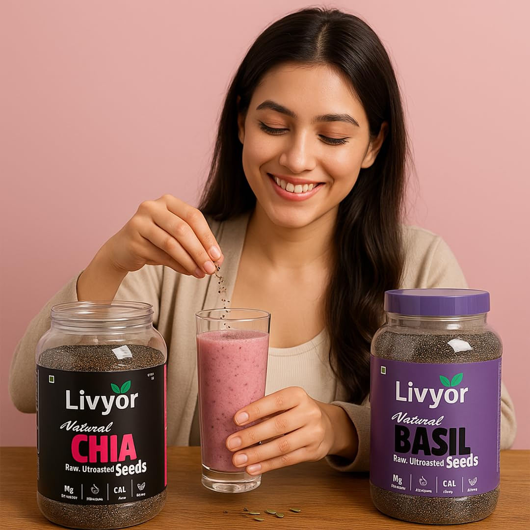 Chia Seeds & Basil Seeds Combo - 1 Kg Each