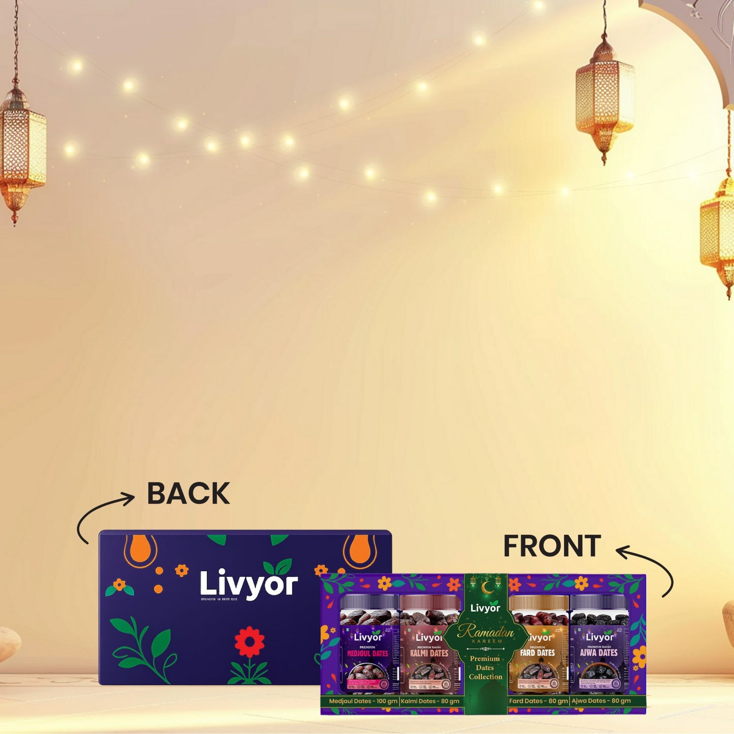 Livyor Premium Dates Combo Box - 340g | Ramadan Gift Box | Khajur/Khajoor