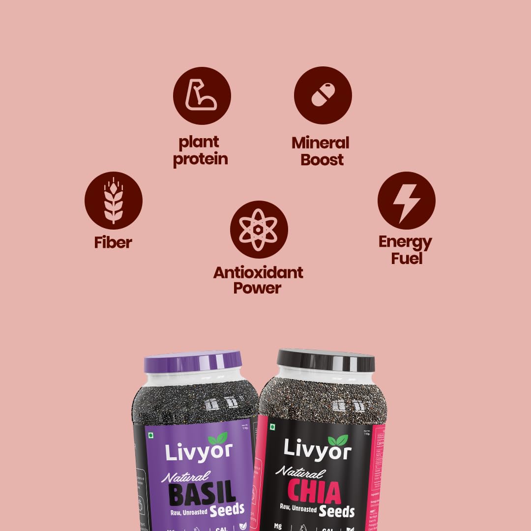 Chia Seeds & Basil Seeds Combo - 1 Kg Each