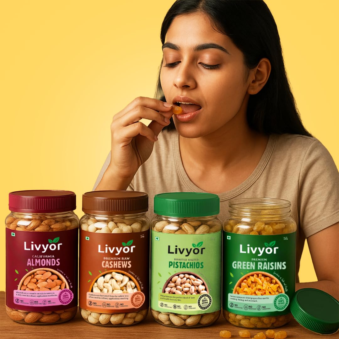 Cashews, Almonds, Pistachios & Green Raisins Combo - 200g Each