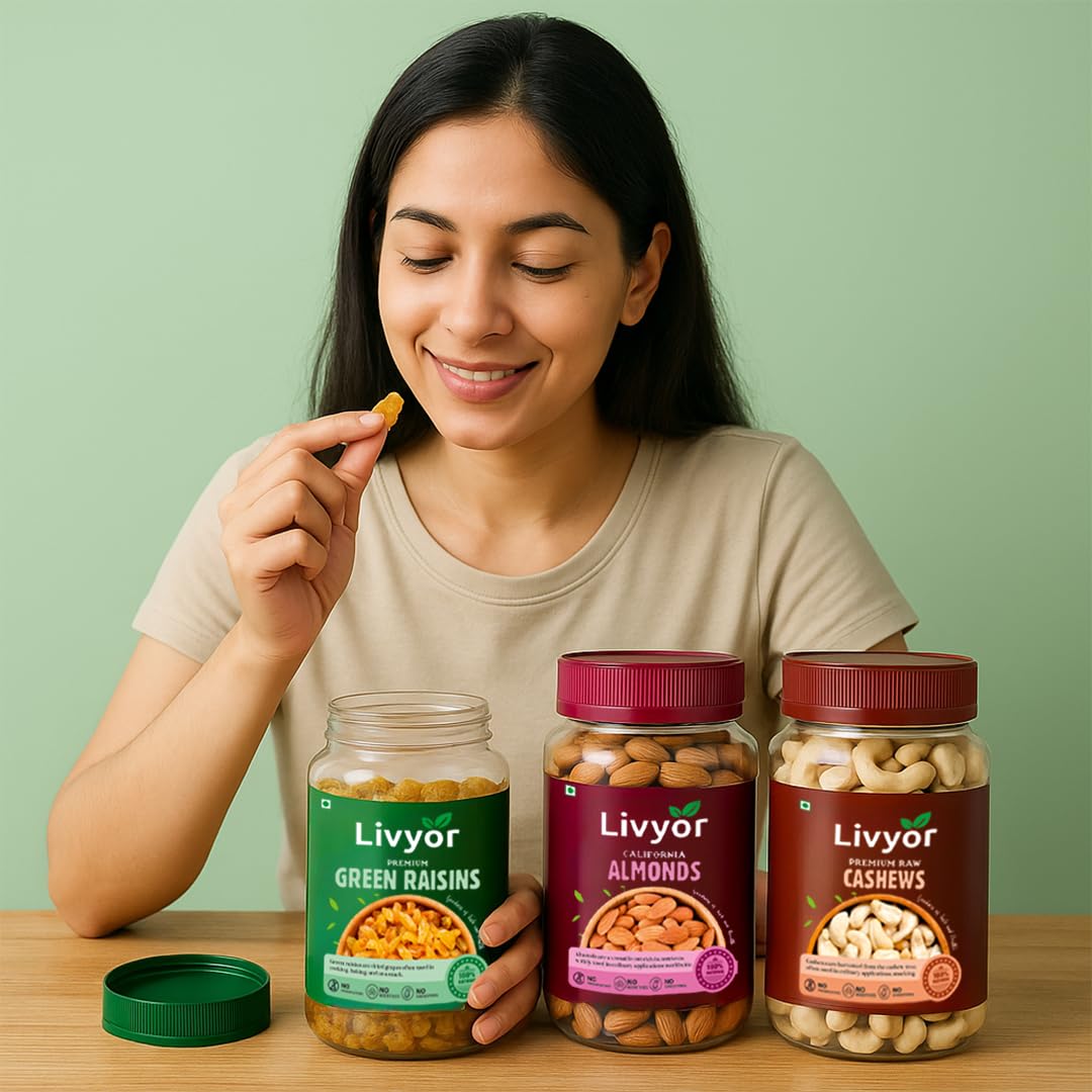 Cashew, Almonds and Green Raisin Combo - 200g Each