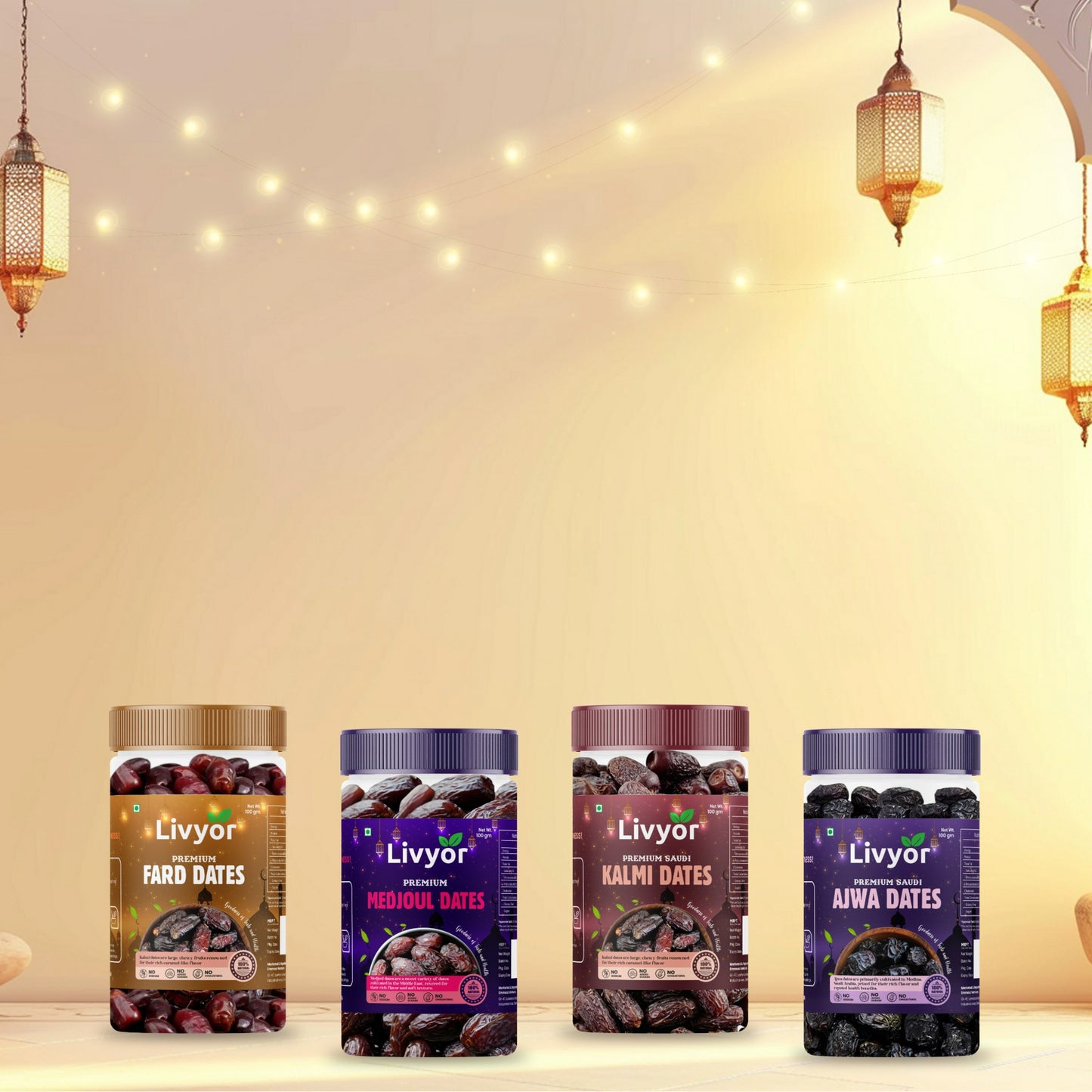Livyor Premium Dates Combo Box - 340g | Ramadan Gift Box | Khajur/Khajoor