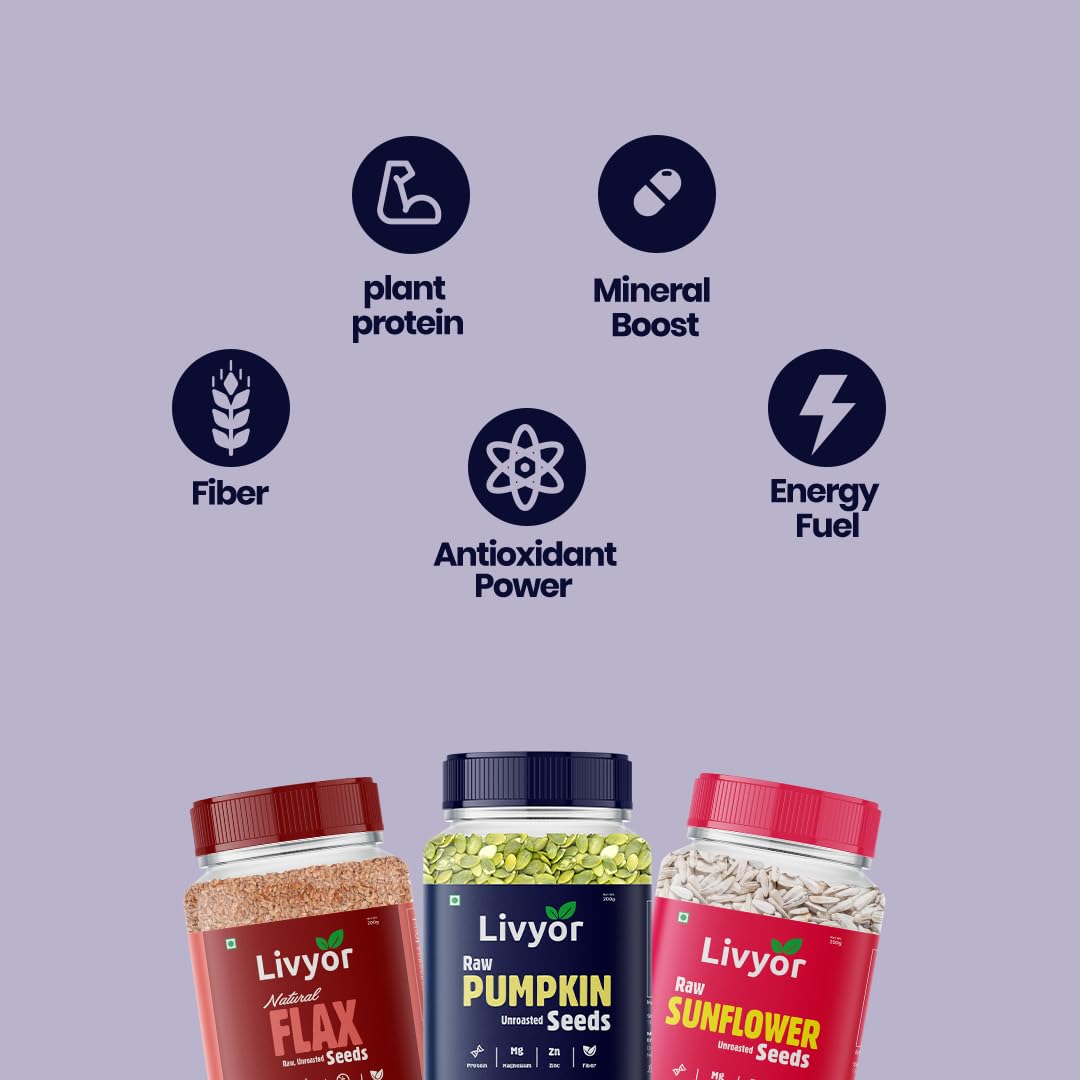 Raw Sunflower, Pumpkin and Flax Seeds Combo - 200g Each