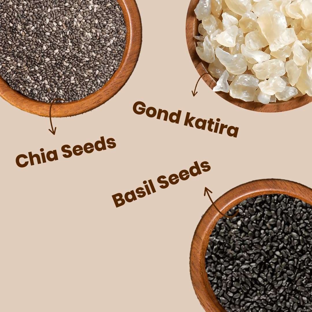 Gond Katira, Chia Seeds & Basil Seeds Combo - 200g Each