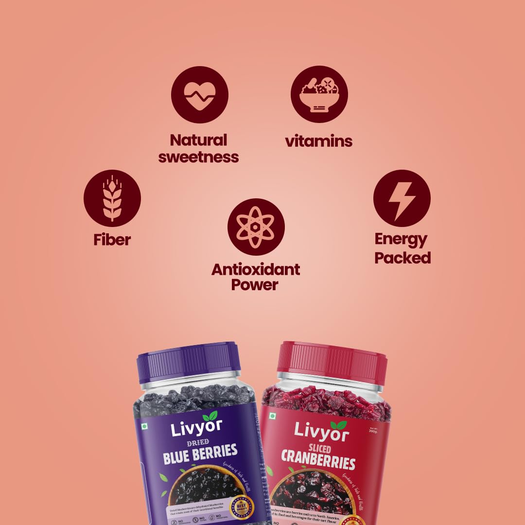 Dried Blueberries & Sliced Cranberries Combo - 200g Each