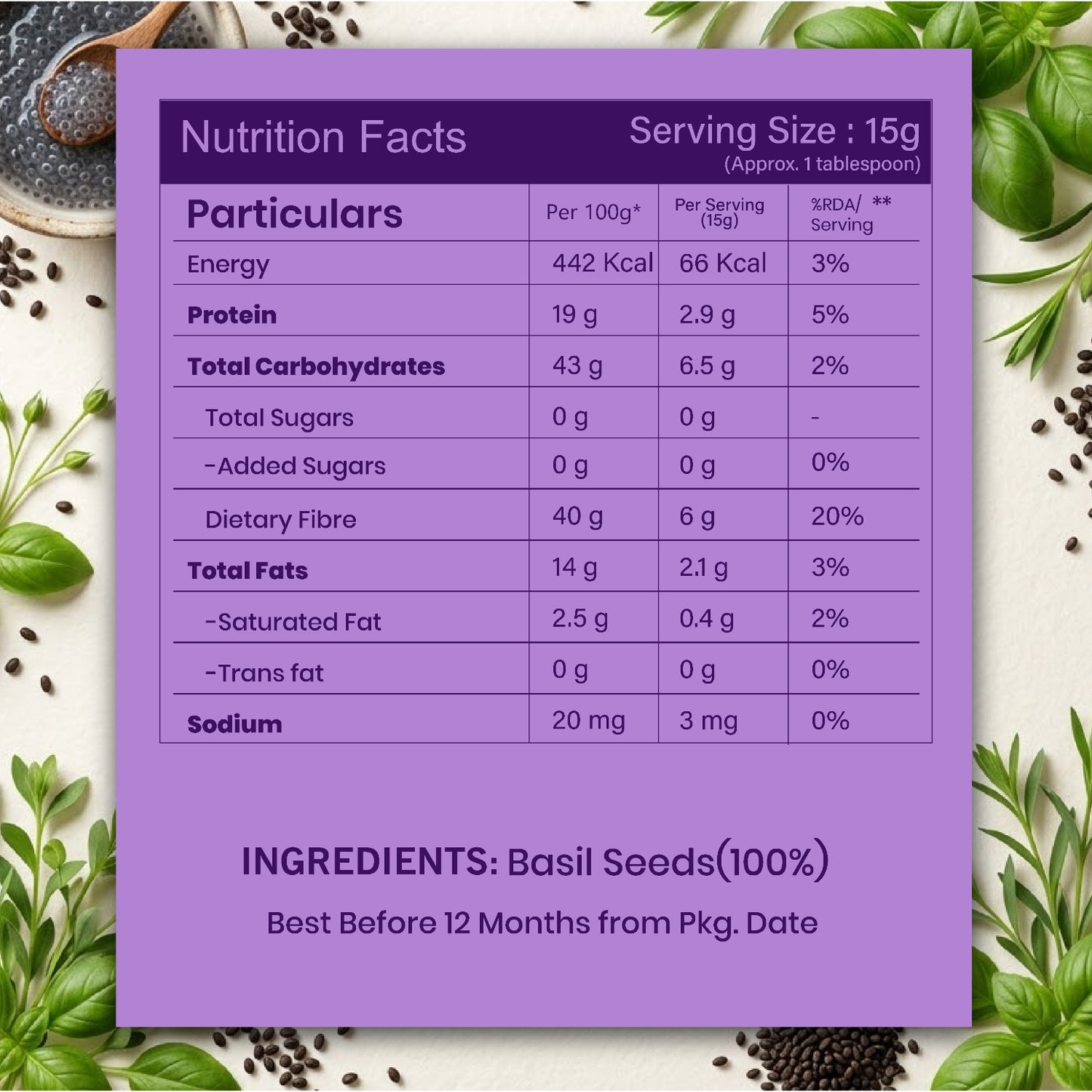 Livyor Raw Basil Seeds