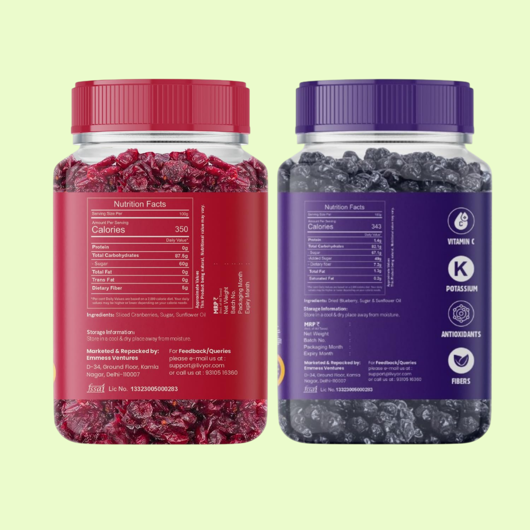 Cranberries and blue berries