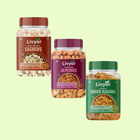 Cashew, Almonds and Green Raisin Combo - 200g Each