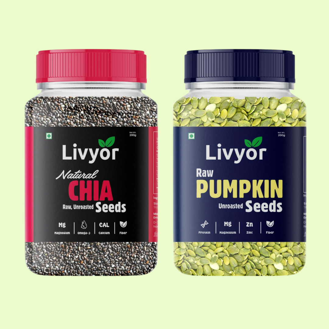 Raw Chia Seeds & Pumpkin Seeds Combo - 1 Kg Each