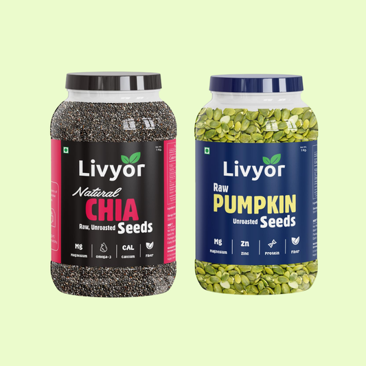 Raw Chia Seeds & Pumpkin Seeds Combo - 1 Kg Each