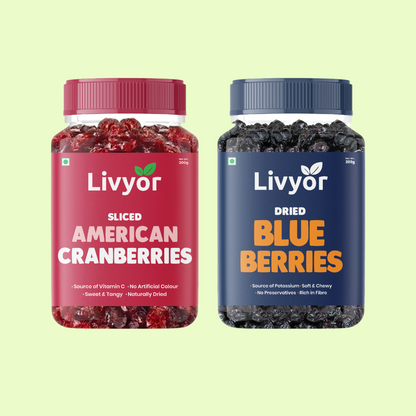 Dried Blueberries & Sliced Cranberries Combo - 200g Each