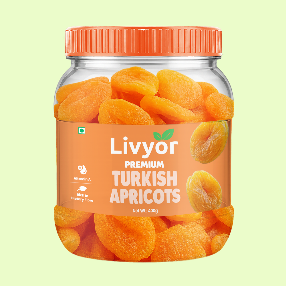 Livyor Turkish dried apricots khubani in a resealable jar